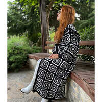 Granny Square Black Long Cardigan For Ladies