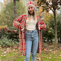 Beautiful Red Granny Square Crochet Cardigan For Ladies