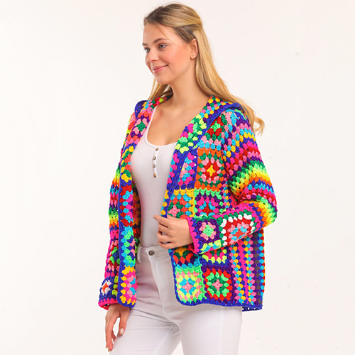 Beautiful Granny Square Short Cardigan For Ladies