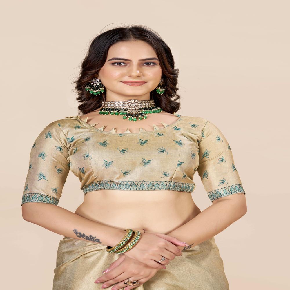 Abstract Blue And Beige Saree