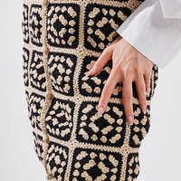 Granny Square Black Crochet Dress for Ladies