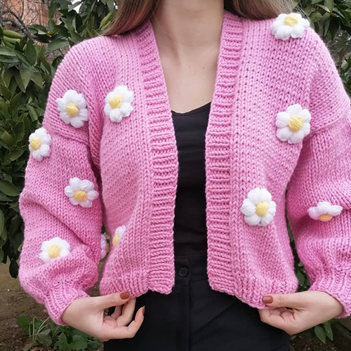 Beautiful Pink Daisy Jacket For Ladies