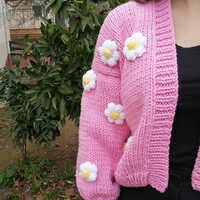 Beautiful Pink Daisy Jacket For Ladies