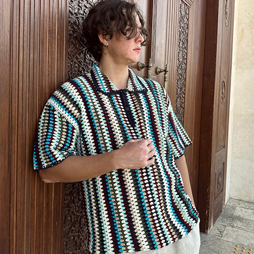 Multicolour Handmade Crochet Shirt for Mens