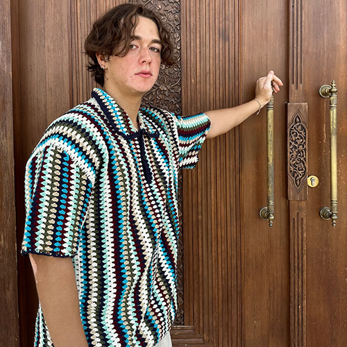 Multicolour Handmade Crochet Shirt for Mens