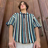 Multicolour Handmade Crochet Shirt for Mens