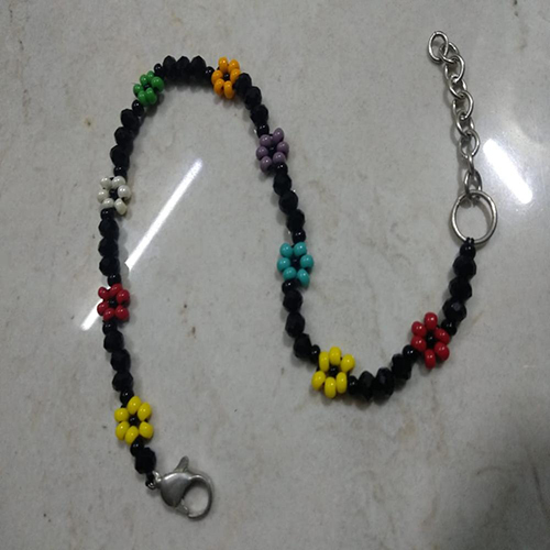 Handmade Beaded Anklet With Crystal And Glass Seed Beads - Color: Different Available