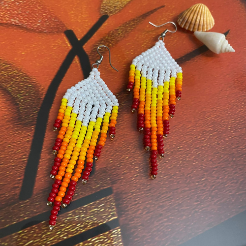Handmade Beaded  Boho , Tassel Earrings - Color: Different Available