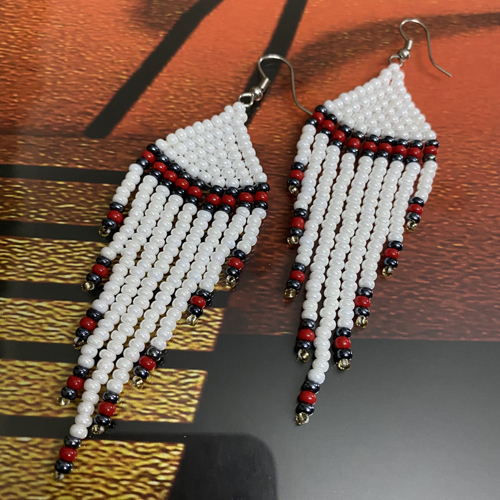 Handmade beaded  boho , tassel earrings