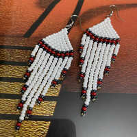 Handmade beaded  boho , tassel earrings