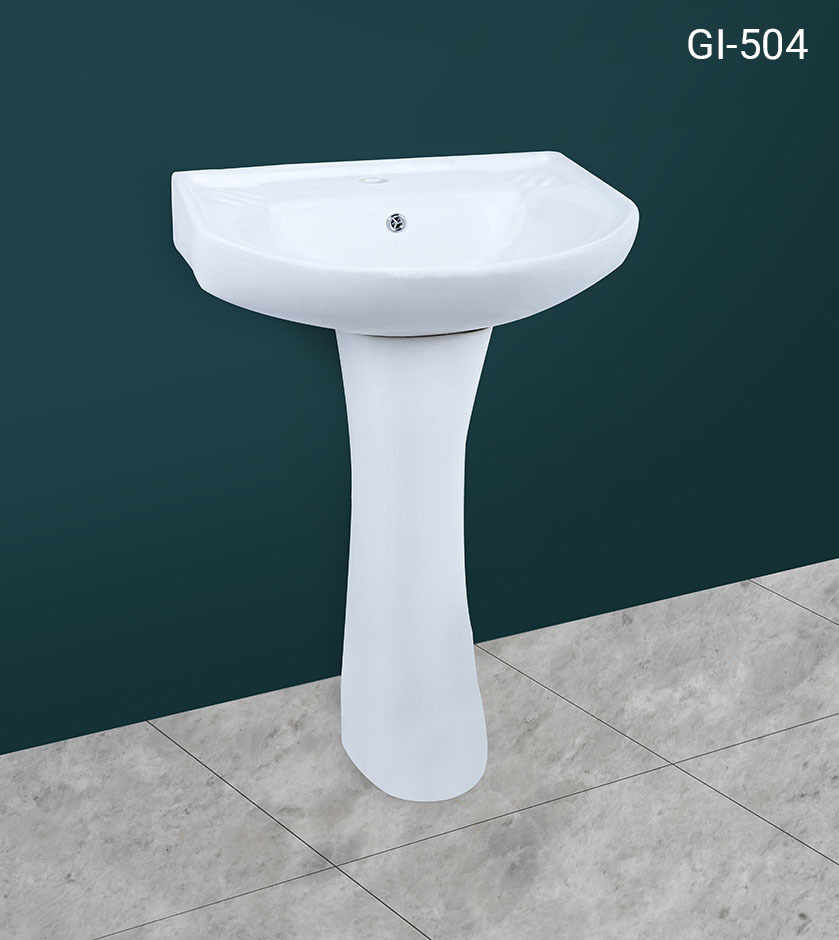 Pedestal basin with tap hole