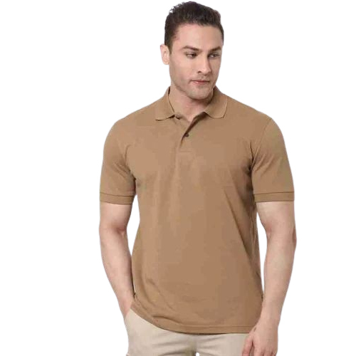 Men Polyester T Shirt - Color: Brown