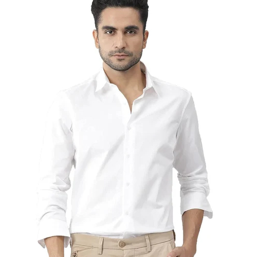Men White Plain Formal Shirt - Age Group: 18 To 28