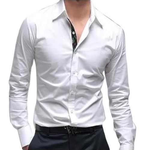 Men White Plain Formal Shirt - Age Group: 18 To 28
