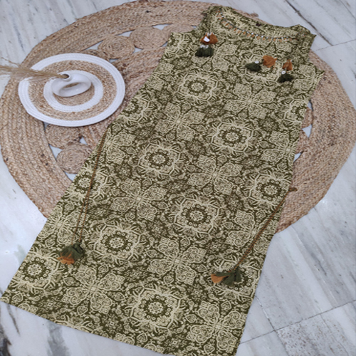 Ladies Long Half Sleeve Kurti - Color: Multicolor
