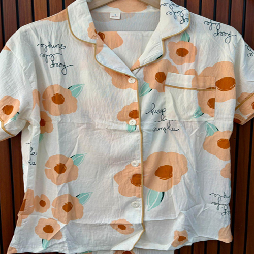 Stylish Pattern Korean Night Suit - Color: Multicolor