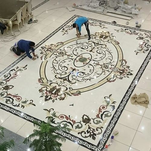 White Marble Ilya Work Galicha Makrana - Pattern: Textured