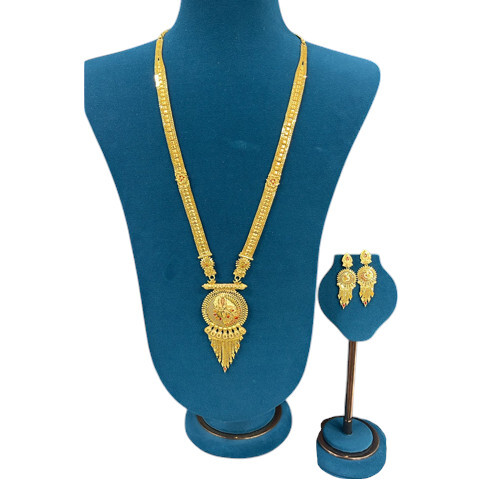 1 Gm Gold Plated Necklace Set - Color: Golden