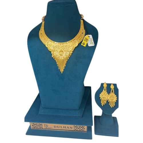 Wedding 1 Gm Gold Plated Necklace Set - Color: Golden