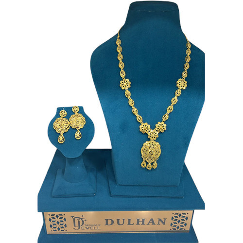 Fancy 1 Gm Gold Plated Necklace Set - Color: Golden