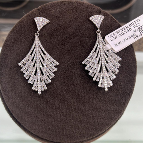 Silver Plated Stone Cascade Studded Fringe Earrings - Gender: Women