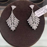 Silver Plated Stone Cascade Studded Fringe Earrings - Gender: Women
