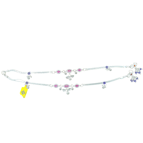 Nabvansh Modern Geometric Design Silver Anklet - Gender: Women