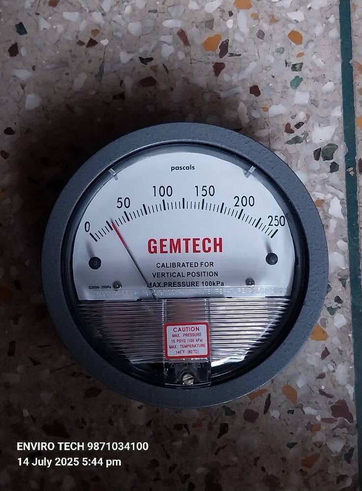 Pharmaceutical GEMTECH Mack Differential Pressure Gauge For Bhopal Madhya Pradesh
