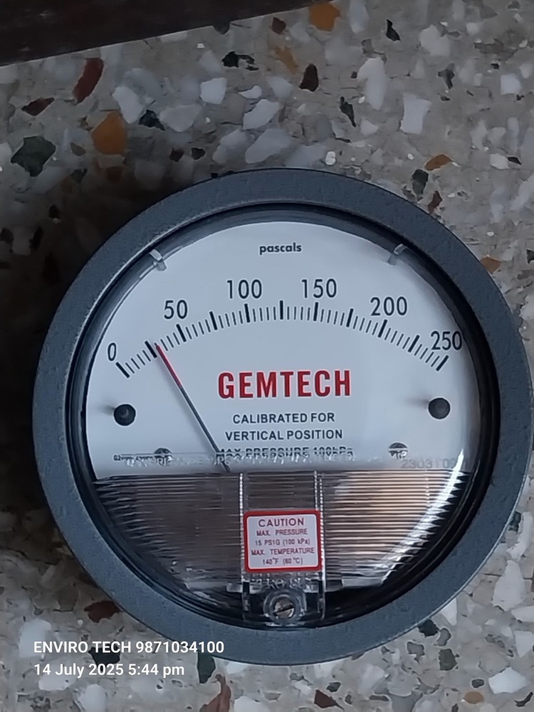 Pharmaceutical GEMTECH Mack Differential Pressure Gauge For Bhopal Madhya Pradesh