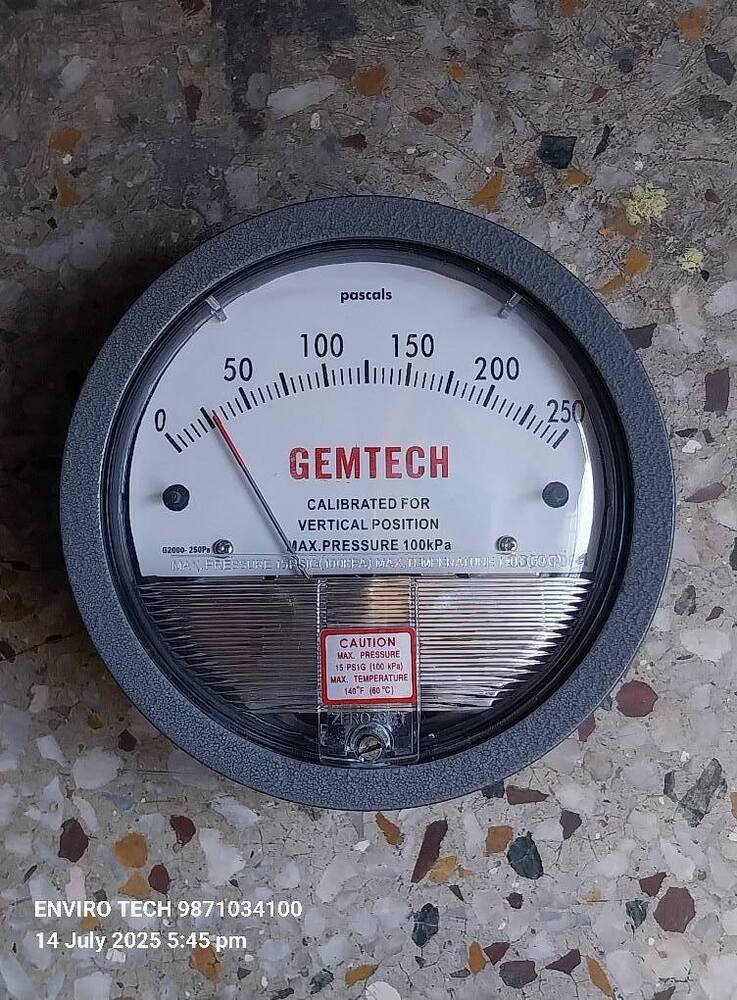 Pharmaceutical GEMTECH Mack Differential Pressure Gauge For Bhopal Madhya Pradesh