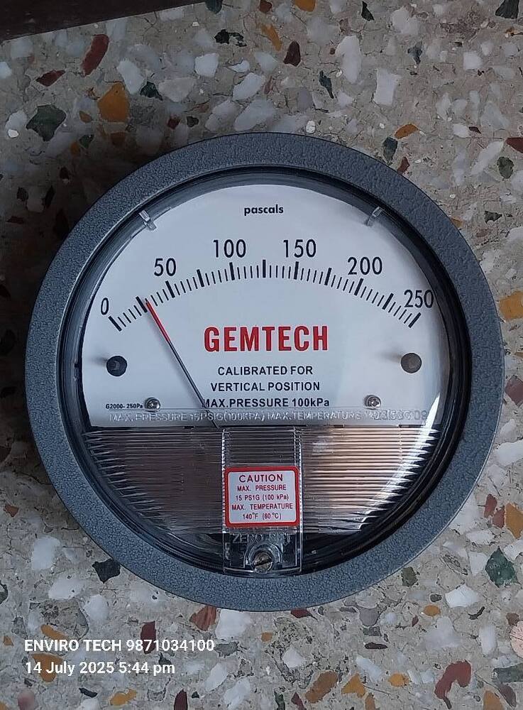 Pharmaceutical GEMTECH Mack Differential Pressure Gauge For Bhopal Madhya Pradesh