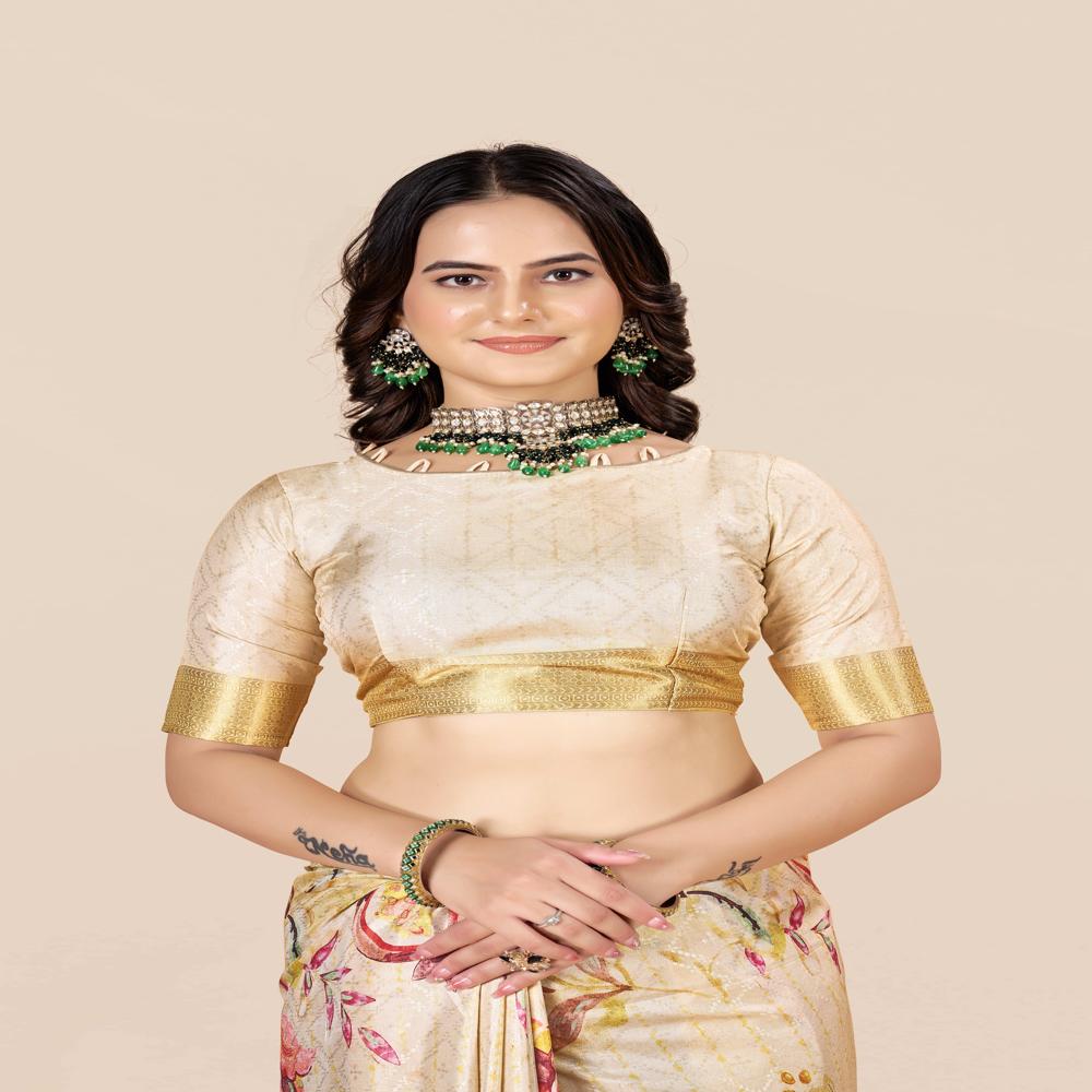 Yellow And Gold-toned Saree