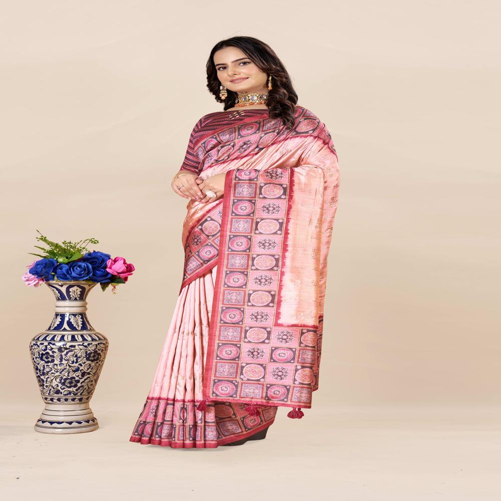 Traditional Block Print Saree - Color: Multicolor