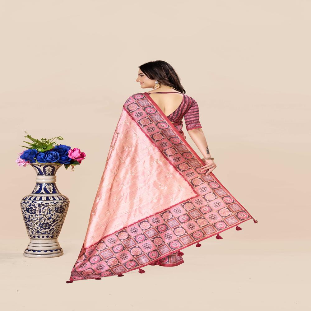 Traditional Block Print Saree - Color: Multicolor