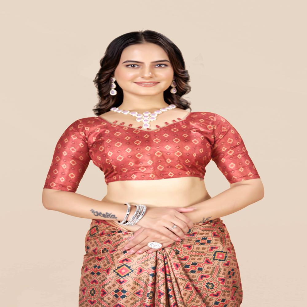 Ethnic Motifs Patola Saree - Color: Multicolor