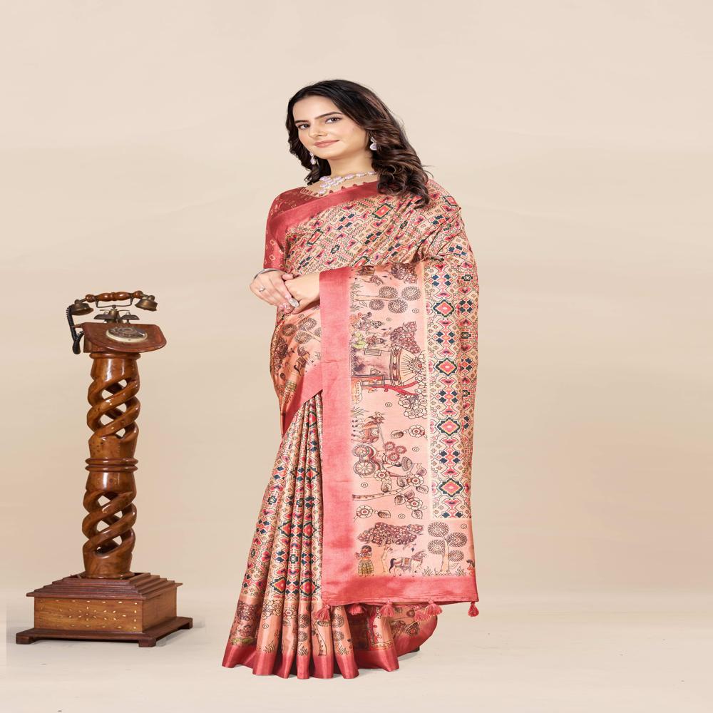 Ethnic Motifs Patola Saree - Color: Multicolor
