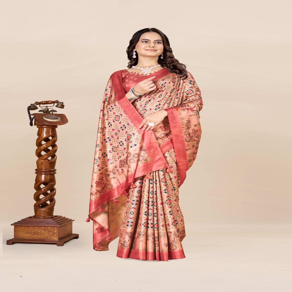 Ethnic Motifs Patola Saree - Color: Multicolor
