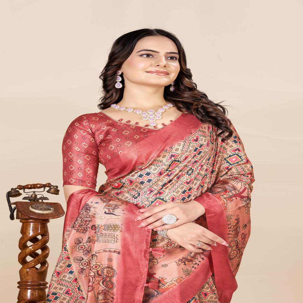 Ethnic Motifs Patola Saree - Color: Multicolor