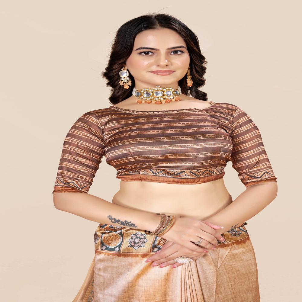 Ethnic Motifs Block Print Saree