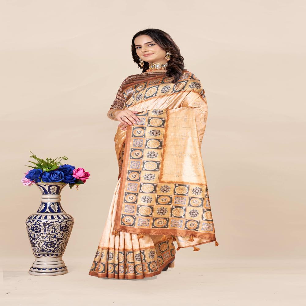 Ethnic Motifs Block Print Saree