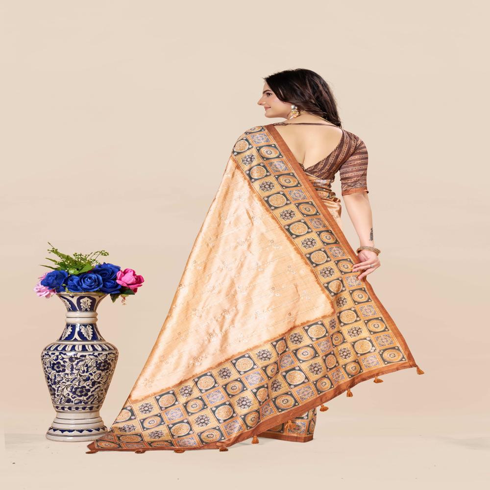 Ethnic Motifs Block Print Saree