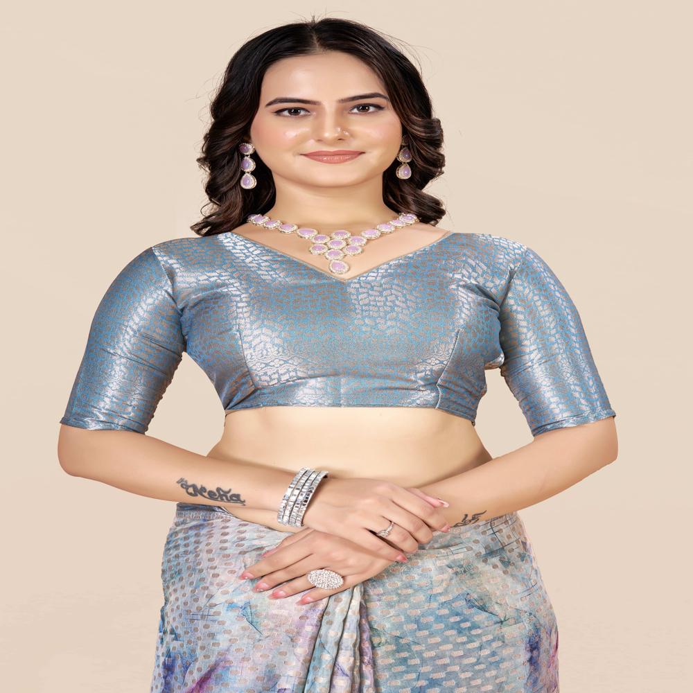 Woven Design Floral Saree - Color: Multicolor