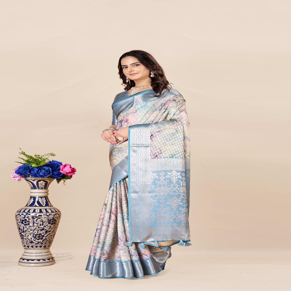 Woven Design Floral Saree - Color: Multicolor