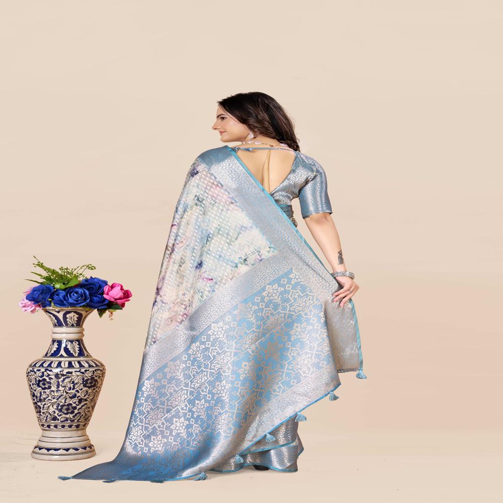 Woven Design Floral Saree - Color: Multicolor