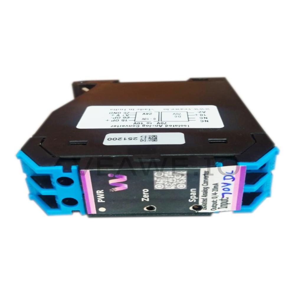 Isolated Analog Signal Converter 70v To 10v - Abs Plastic, 10-70 Volt, Black Color | >60 Db Noise Level, 1 Watt Power, 1-year Warranty