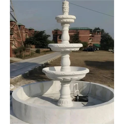 6 फीट सफेद संगमरमर का बाग़ फव्वारा