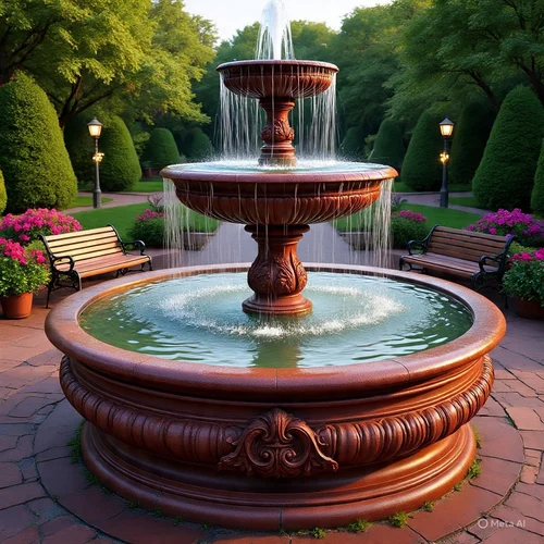 5 Feet Sandstone Garden Fountain - Color: Brown