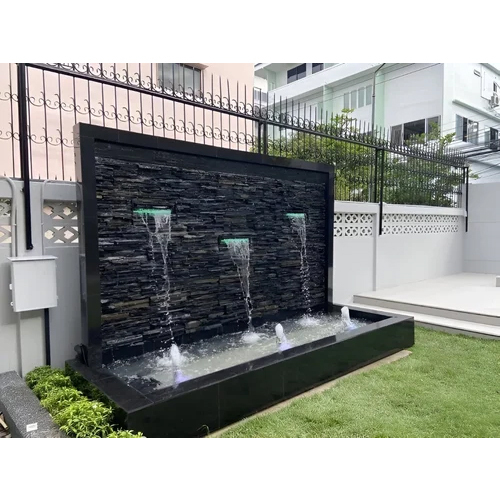 5 Feet Marble Wall Fountain - Color: Black