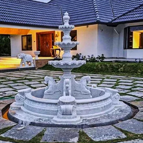 Stone Marble Garden Fountain - Color: White