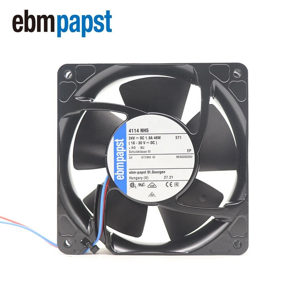 ebmpapst 4114NH5 24V DC 1.9A 46W 119*119*38mm 12cm Ultra-large Volume Violent Ball Bearing Axial Cooling Fan